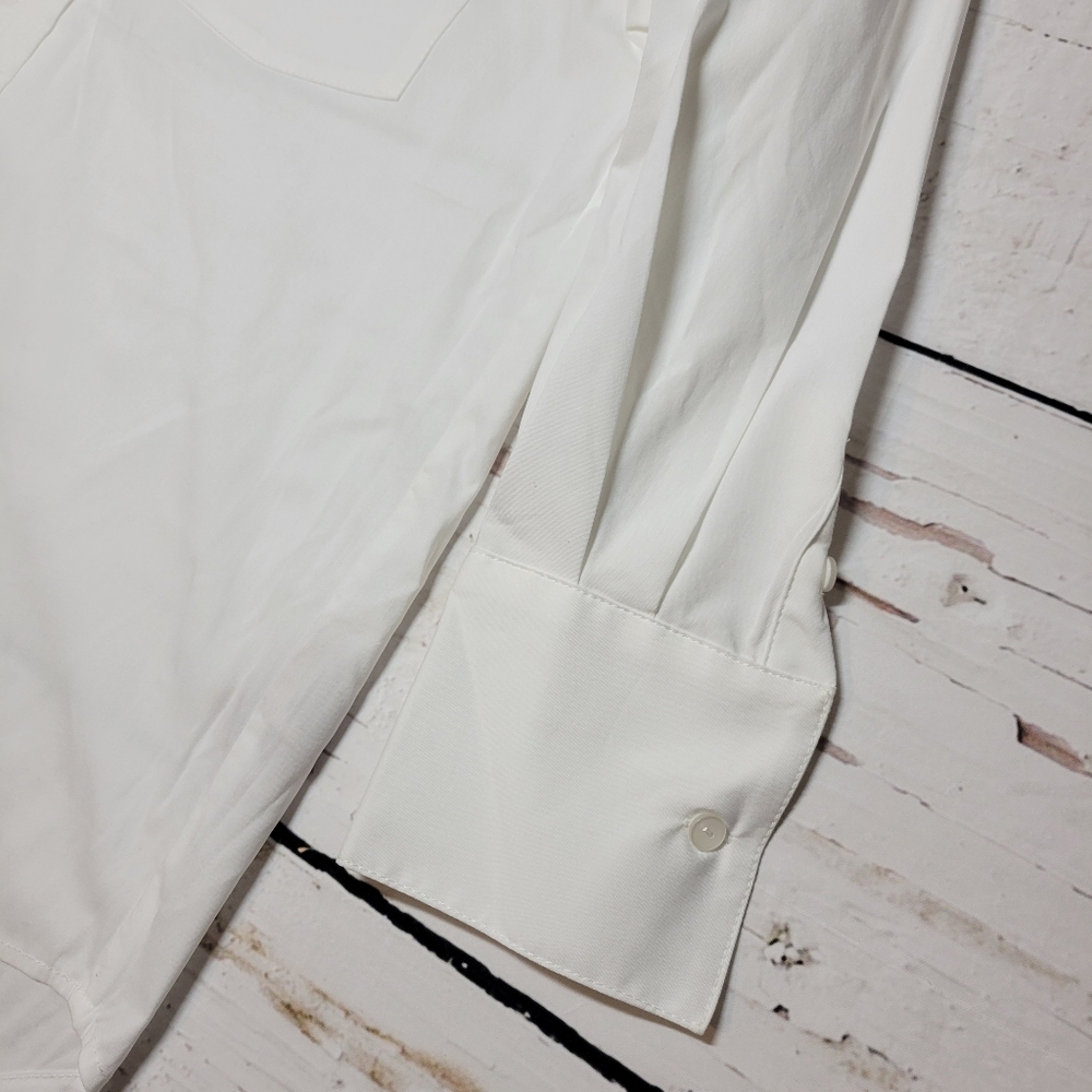 Philosophy White Oversized Button-Down Shirt Hi-Lo Hem Boxy Fit Classic Size XS - Picture 10 of 11